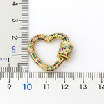 Rainbow Pave Lock Heart Pendant with Gold Chain