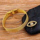 Watch Strap CZ Diamond "Evil Eye" Bracelet 18K Gold Plated