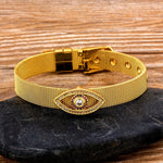 Watch Strap CZ Diamond "Evil Eye" Bracelet 18K Gold Plated