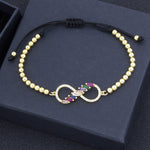 Adjustable Infinity Gemstones Bracelets 18k Gold Plated Solid Beads