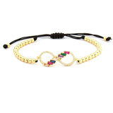 Adjustable Infinity Gemstones Bracelets 18k Gold Plated Solid Beads