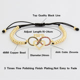 Adjustable Infinity Gemstones Bracelets 18k Gold Plated Solid Beads