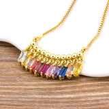 Rainbow Gemstones Pendants with 18k Gold Vermeil chain