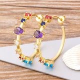 New Fashion Big Circle Earrings High Quality Gemstones 18k Gold Plated