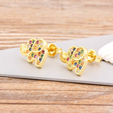 Cute Elephant Shape Gemstones Earrings 18k Gold Plated