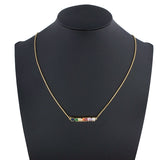 Rainbow Gemstones Super Trendy Liner Pendant with Gold Chain