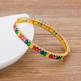 Rainbow Gemstones Bangle Branded Style Luxury 18k Gold Plated