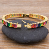 Rainbow Gemstones Bangle Branded Style Luxury 18k Gold Plated