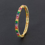 Rainbow Gemstones Bangle Branded Style Luxury 18k Gold Plated