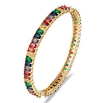 Rainbow Gemstones Bangle Branded Style Luxury 18k Gold Plated