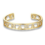 Luxury CZ Diamonds Open Cuff Bangles Trendy Gift For Mama 18k Gold Plated