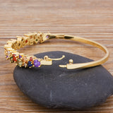 High Quality Gemstones Bangle With Pave Lock Solid 18k Gold Plated