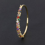 High Quality Gemstones Bangle With Pave Lock Solid 18k Gold Plated