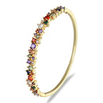 High Quality Gemstones Bangle With Pave Lock Solid 18k Gold Plated