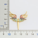 Rainbow Gemstones Angel Wings Pendant with Gold Chain 18K Gold Plated