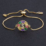 Rainbow Gemstones Bracelets with Gold Chain 18k Gold Plated