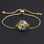 Rainbow Gemstones Bracelets with Gold Chain 18k Gold Plated