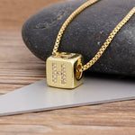 Classy Gold Dice with CZ diamond Name Intials