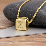 Classy Gold Dice with CZ diamond Name Intials