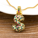 Luxury Gold Gem Stones Studded A-Z Classy Pendant with Chain 18K Gold Plated