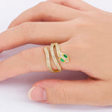 Rainbow Gemstones Multilayer Snake 18K Vermeil Rings