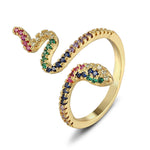 Rainbow Gemstones Multilayer Snake 18K Vermeil Rings