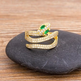 Rainbow Gemstones Multilayer Snake 18K Vermeil Rings