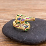 Rainbow Gemstones Multilayer Snake 18K Vermeil Rings