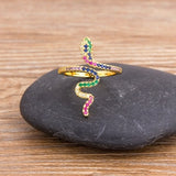 Rainbow Gemstones Multilayer Snake 18K Vermeil Rings