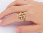 Rainbow Gemstones Multilayer Snake 18K Vermeil Rings