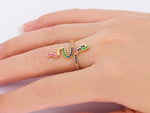 Rainbow Gemstones Multilayer Snake 18K Vermeil Rings