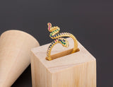 Rainbow Gemstones Multilayer Snake 18K Vermeil Rings