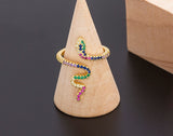 Rainbow Gemstones Multilayer Snake 18K Vermeil Rings