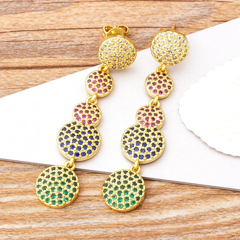 Multicolor Dangler Gemstones Earrings 18K Gold plated "3 Styles"