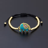 Red/Blue/Black Gemstones Elephant Bracelet Handmade Solid Beads 18k Gold plated