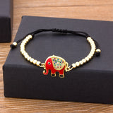 Red/Blue/Black Gemstones Elephant Bracelet Handmade Solid Beads 18k Gold plated