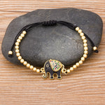 Red/Blue/Black Gemstones Elephant Bracelet Handmade Solid Beads 18k Gold plated