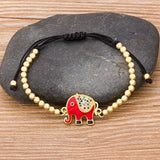 Red/Blue/Black Gemstones Elephant Bracelet Handmade Solid Beads 18k Gold plated