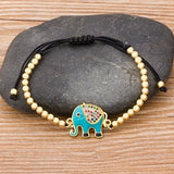 Red/Blue/Black Gemstones Elephant Bracelet Handmade Solid Beads 18k Gold plated