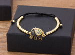 Red/Blue/Black Gemstones Elephant Bracelet Handmade Solid Beads 18k Gold plated