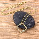 Rainbow Gemstones Square Clasp Pendant with Gold Chain