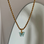 New Rich Look Butterfly Choker Pendant with Twisted Rope Chain 18K Gold Plated