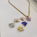 New Rich Look Butterfly Choker Pendant with Twisted Rope Chain 18K Gold Plated