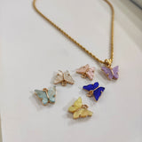 New Rich Look Butterfly Choker Pendant with Twisted Rope Chain 18K Gold Plated