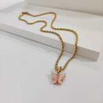 New Rich Look Butterfly Choker Pendant with Twisted Rope Chain 18K Gold Plated