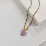 New Rich Look Butterfly Choker Pendant with Twisted Rope Chain 18K Gold Plated