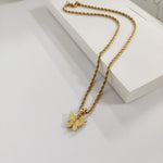 New Rich Look Butterfly Choker Pendant with Twisted Rope Chain 18K Gold Plated