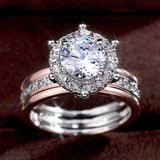 Precious Two Tone Big Round CZ Diamond Ring