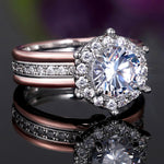 Precious Two Tone Big Round CZ Diamond Ring