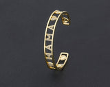 Luxury CZ Diamonds Open Cuff Bangles Trendy Gift For Mama 18k Gold Plated